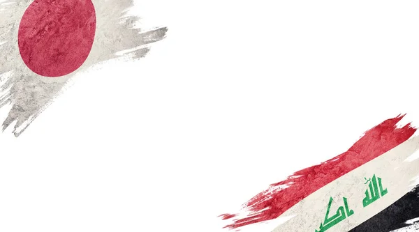 Bandiere del Giappone e dell'Iraq su sfondo bianco — Foto Stock